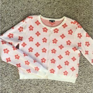 Cropped Floral Button Up Sweater